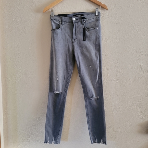 J Brand, Alana High Rise Cropped Provocateur Destruct Gray Skinny Jeans, Size 25 - Picture 7 of 12